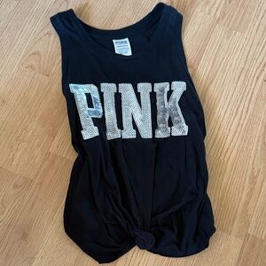 VS PINK Victoria's Secret Black Tank with Silver Sequins